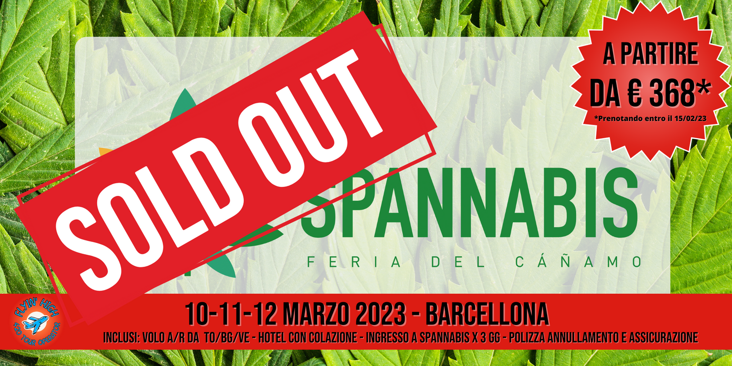 | BARCELLONA | SPANNABIS 2023 | ETÀ 18+ | 10-11-12 Marzo 2023 | Volo A/R da Torino, Bergamo e Venezia